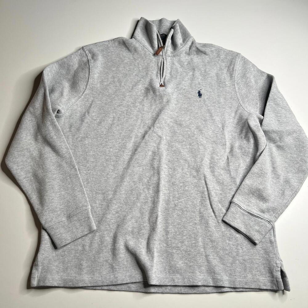 Polo Ralph Lauren Mens XL Gray 1/4 Zip Pullover‎ Sweatshirt Pony Logo